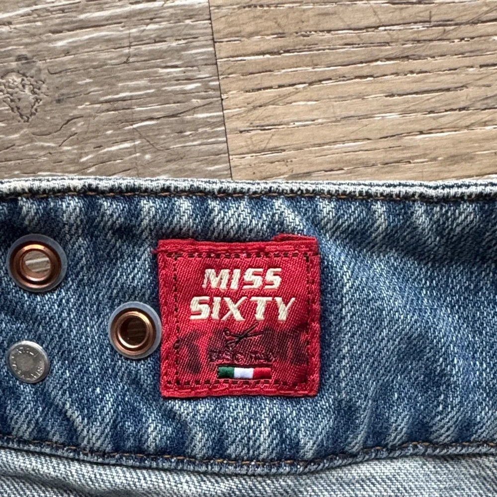 Miss Sixty Vintage y2k Light Blue Denim Mini Skirt with Eyelet Details - Picture 2 of 7